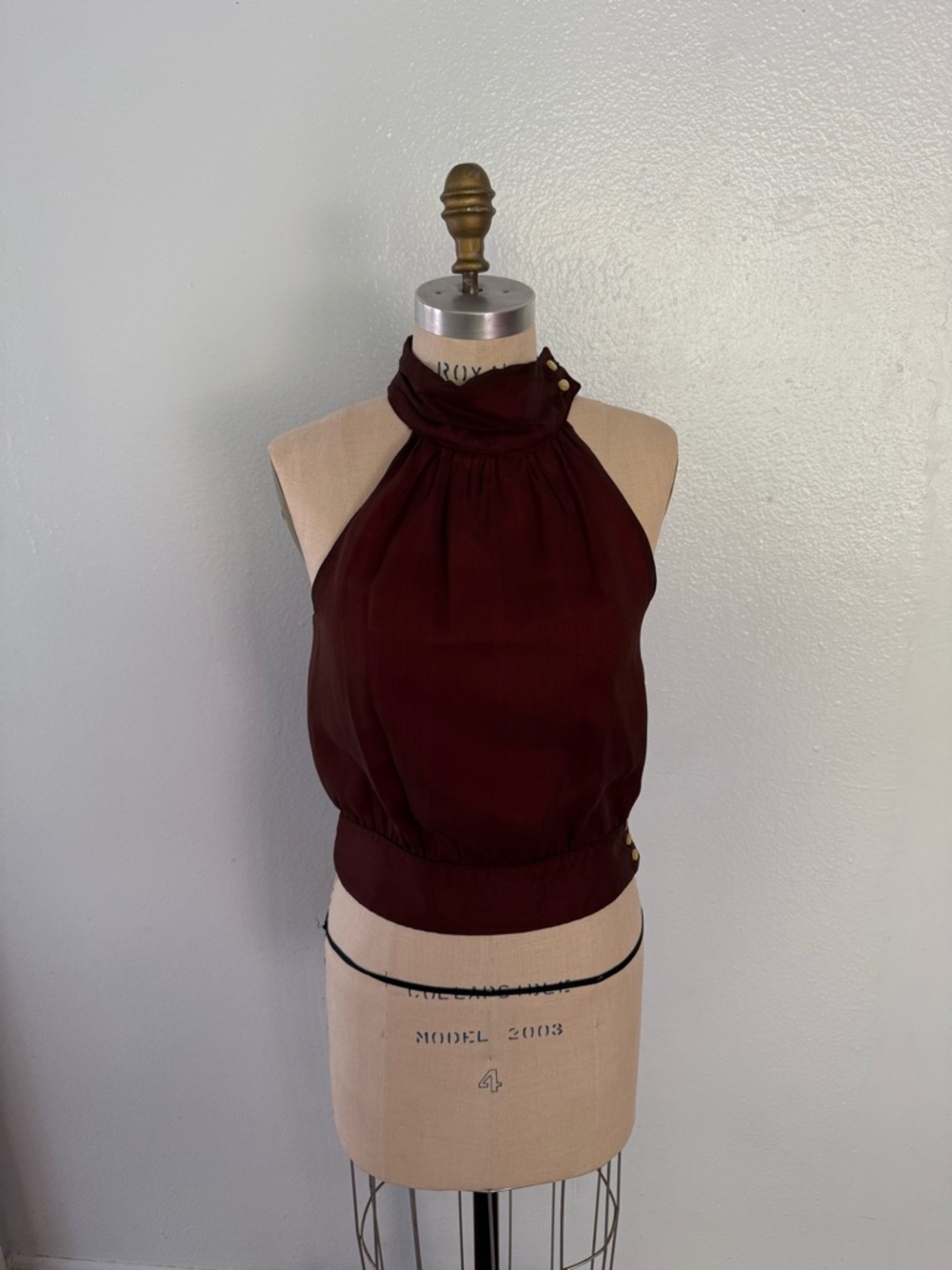 Halter Neck Sleeveless Top in Deep Burgundy
